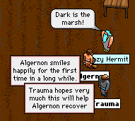 Trauma takes Algernon to visit his father, Crazy Hermit of the Marsh.