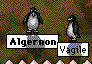 Algernon and Vagile dressed as penguins.